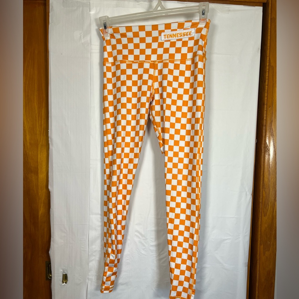 ZooZatz Tennessee Volunteers Checkerboard Pattern Orange White Leggings Size S.